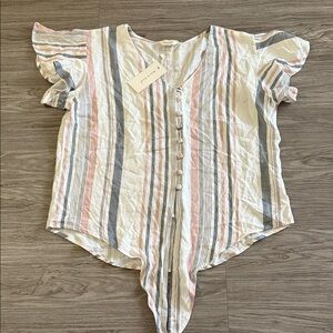 Sim & Sam Striped Blouse 100% Rayon Size XL